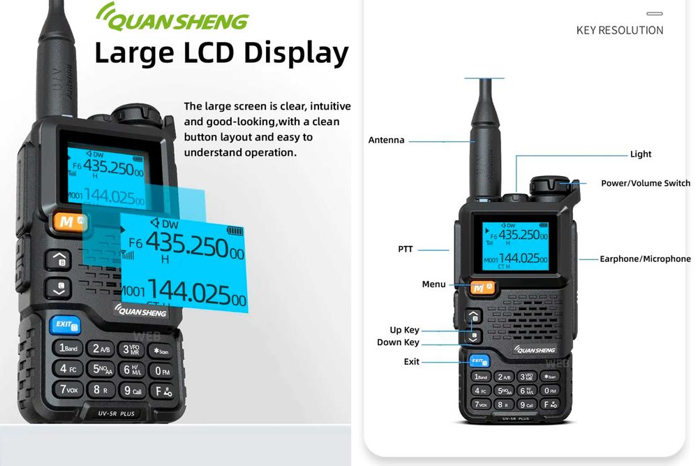 Rádio Quansheng uv5r 5W Multi Banda com receção Banda Aérea
