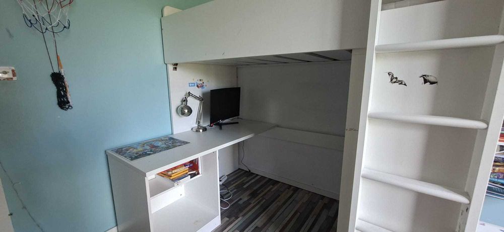 Łóżko piętrowe z biurkiem Ikea, Samstrad Stuva