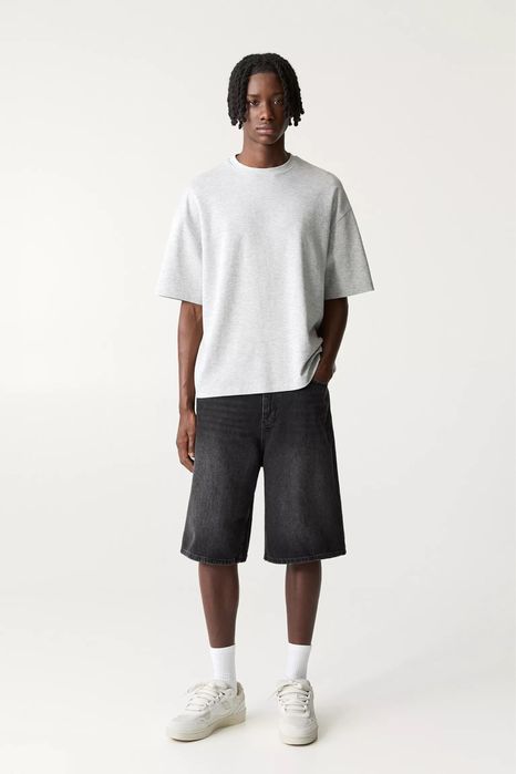 Широкі Шорти PULL&BEAR Skater Fit Оригінал Нові Чорні Джинсові Широкие Черные Джинсы Шорты Shorts Пул Бир