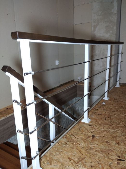 Сходи металокаркаси перила нержавейка ковані метал стекло дерево