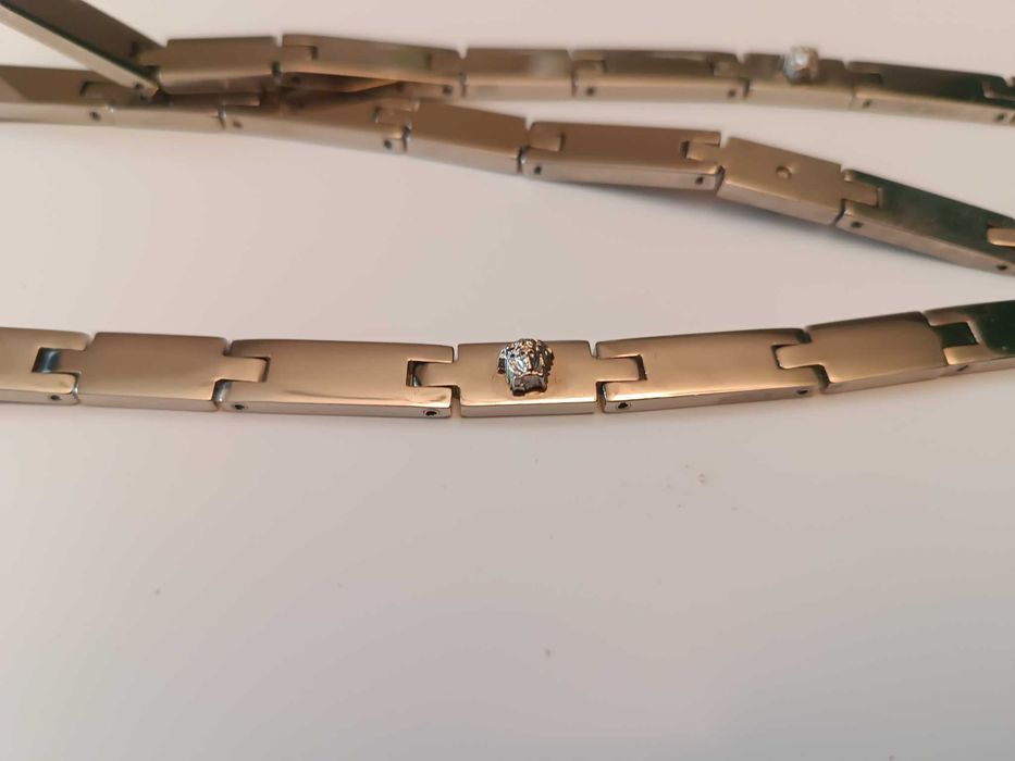 Versace Pasek metalowy srebrny oryginalny