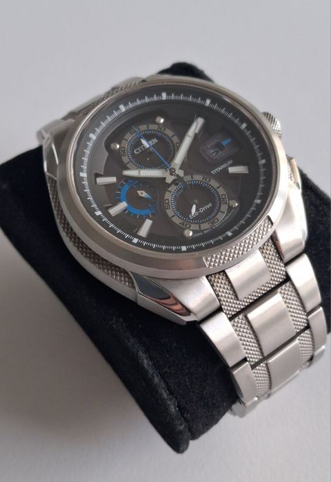 Citizen Eco-Drive Titanium Sapphire Chronograph Tyta, Szafir, Pudełko