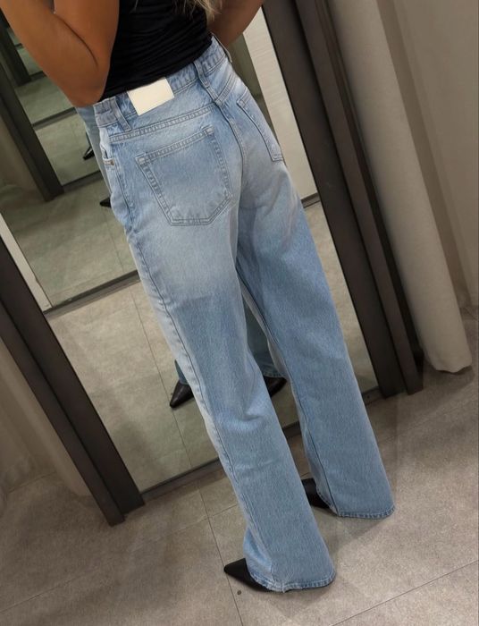 Прямі світлі блакитні джинси джинсы прямые zara straight 38 40 M L