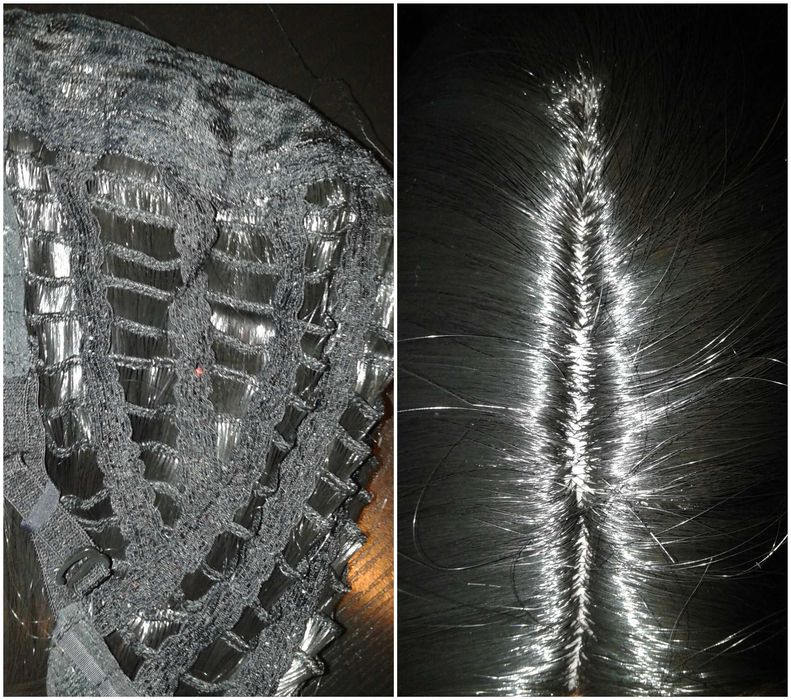 Czarna długa prosta peruka z przedziałkiem czarny długi wig cosplay