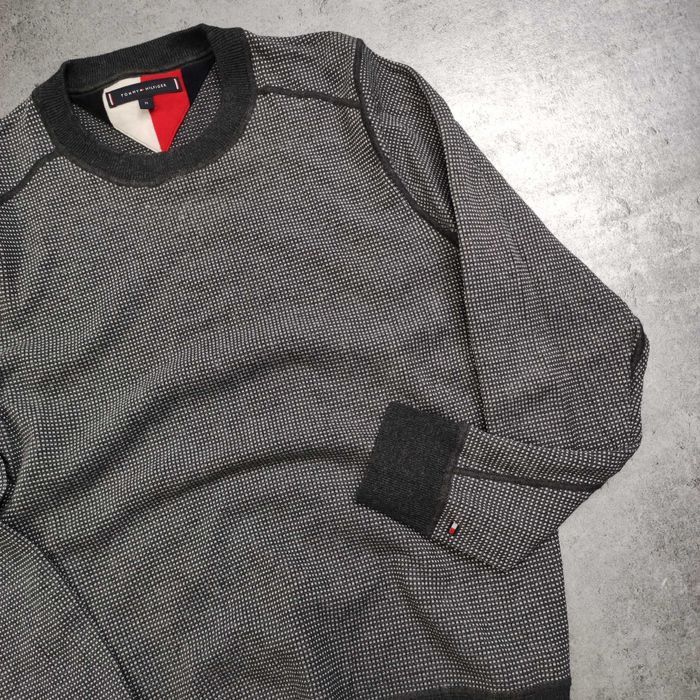 MĘSKI Elegancki Bawełna Sweter Pleciony Logo PREMIUM Tommy Hilfiger