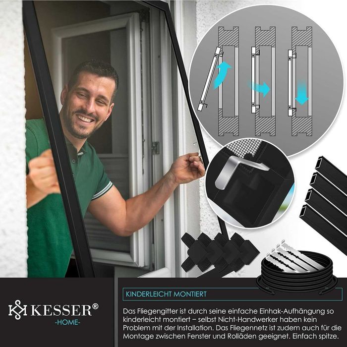 Nowa moskitiera KESSER / siatka 80x100 / czarna roleta/ ochrona !4261!
