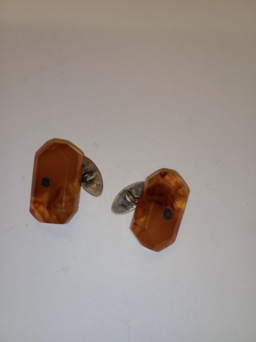 Запонки СССР янтарь
