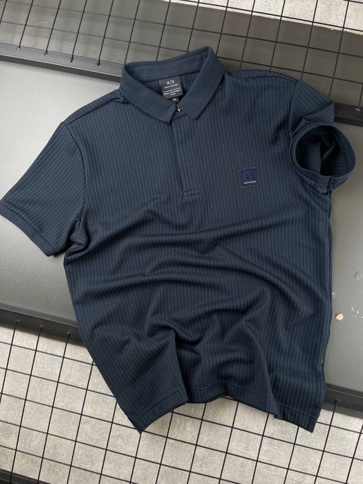Поло Armani Exchange синє чоловіче футболка поло армані синя чоловіча