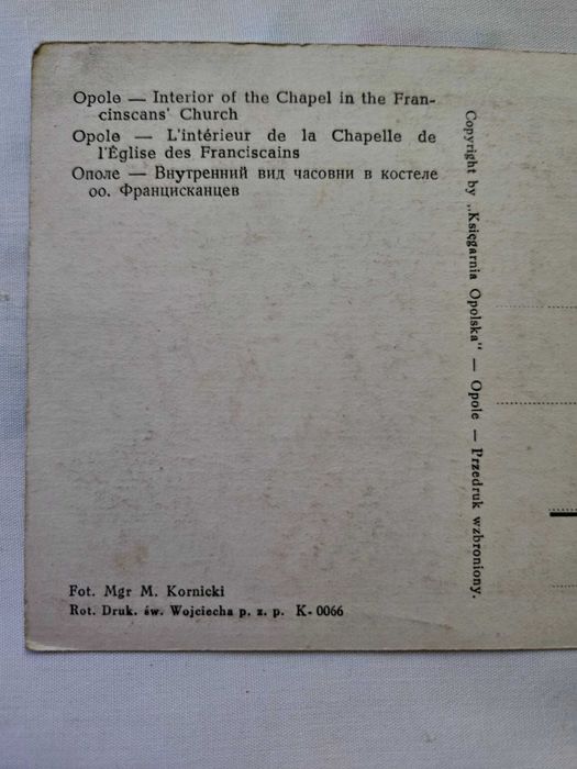Stara pocztówka Opole wnętrze kaplicy kościoła OO. Franciszkanów