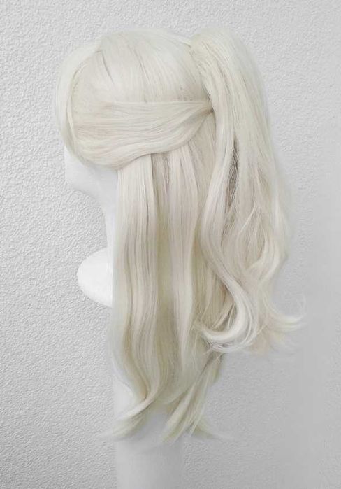 Barbie blond peruka z grzywką kitką cosplay wig długa przebranie