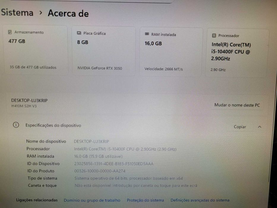 Gaming PC RTX 3050 + Core i5 10400