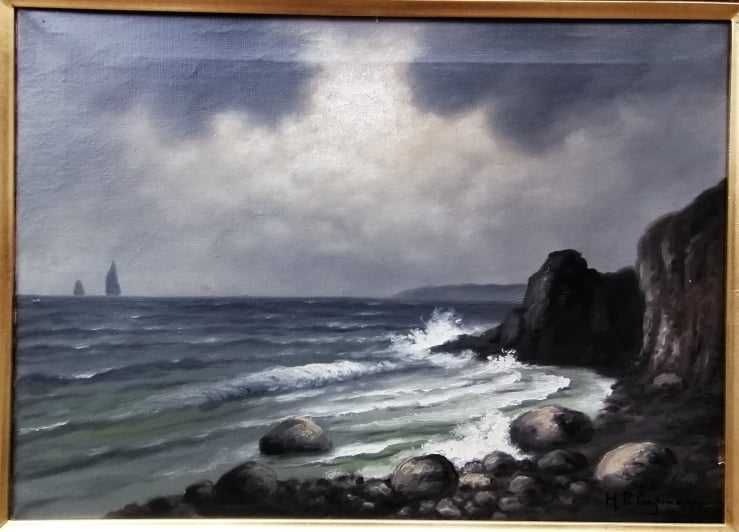 Pejzaż morski, olej/płótno, Hans Peter Engmann (ur.1879- zm.1938)