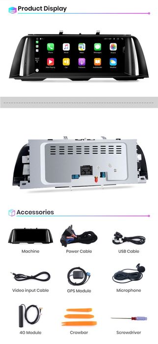 Rádio android 10,25" BMW série 5 F10/11 CARPLAY WIFI 4G 6/128GB 8-CORE