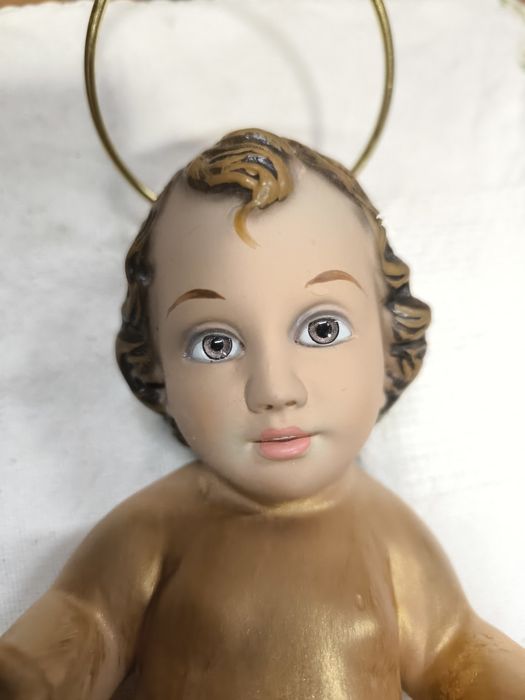 Estatueta Menino Jesus com Auréola Metálica