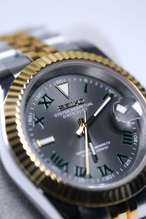 Zegarek Custom Mod Datejust Wimbledon Gold Złoty Seiko Mod