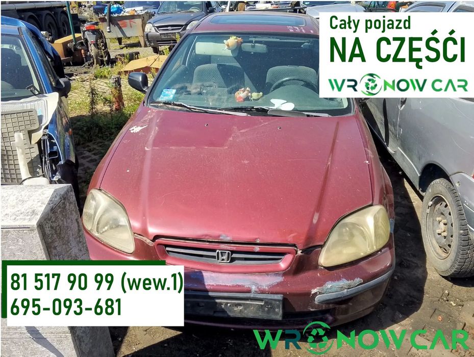 Honda Civic VI (95-99r.) 1.4 B 90KM. Silnik D14A4 / D14Z2 / D14Z4 Skrzynia lakier. Cały na części. GWARANCJA !!!  Przód Tył Zestaw Komplet Drzwi Klapa Zderzak Błotnik Maska Grill Atrapa Szyba Pas Lampa Lusterko Boczki Fotel Kanapa Kokpit Deska Rozdzielcza