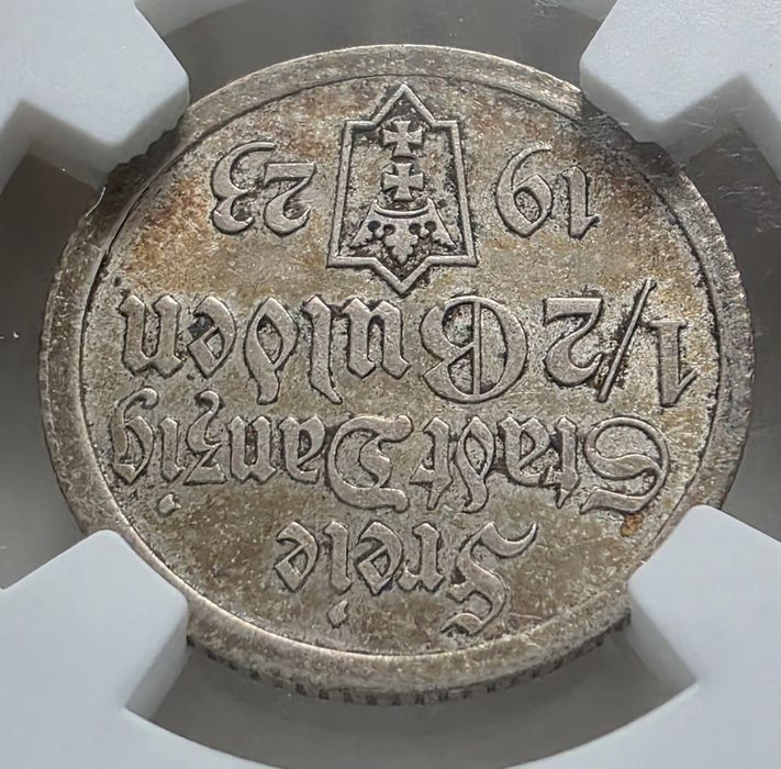 1/2 guldena 1923 NGC AU55 WMG Wolne Miasto Gdańsk