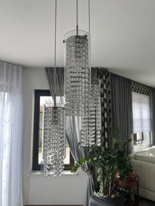 Żyrandol lampa wisząca trzy małe lampki krtształki