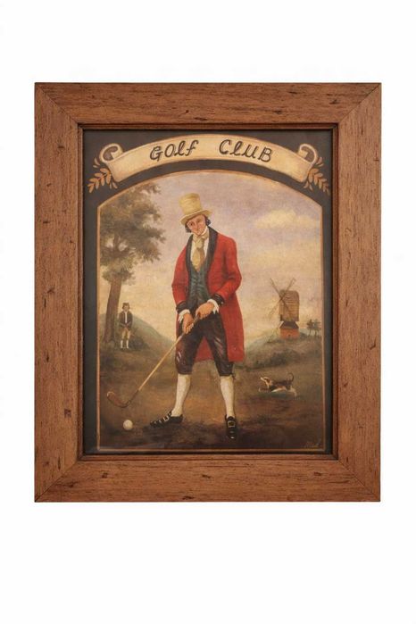 Conjunto de 2 Quadros Vintage – Temática Golfe – Moldura em Madeira