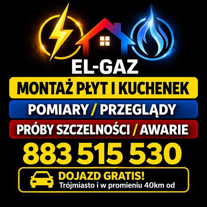 Elektryk/Gazownik Montaż płyt i kuchenek .Pomiary ,próby i przeglądy.