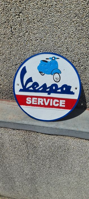 Placa decorativa Vespa Service estilo vintage ferro fundido