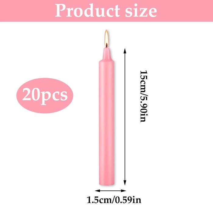 Luckwaii Różowe Świece Stożkowe, 20 Szt. 15 cm, Dekoracyjne