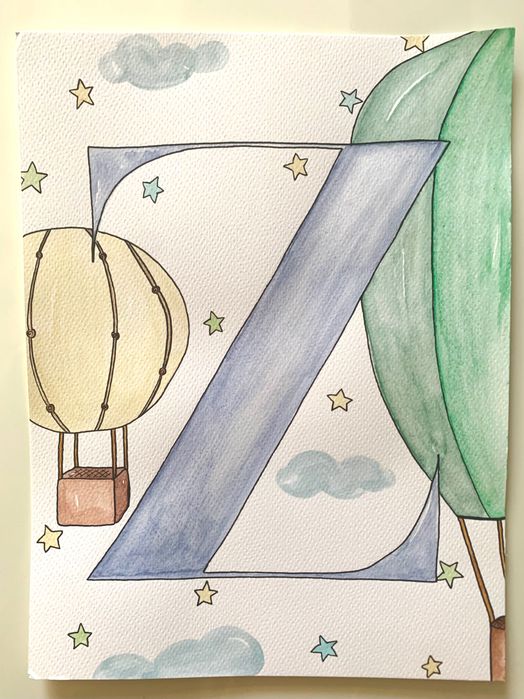 Quadros bebé em aguarelas