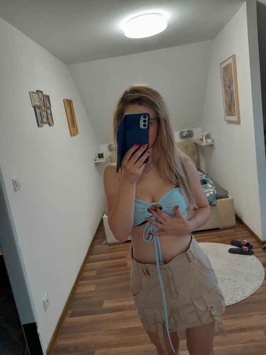 Bluzka crip top hiszpanka stanik plażowy letni strój kąpielowy s xs