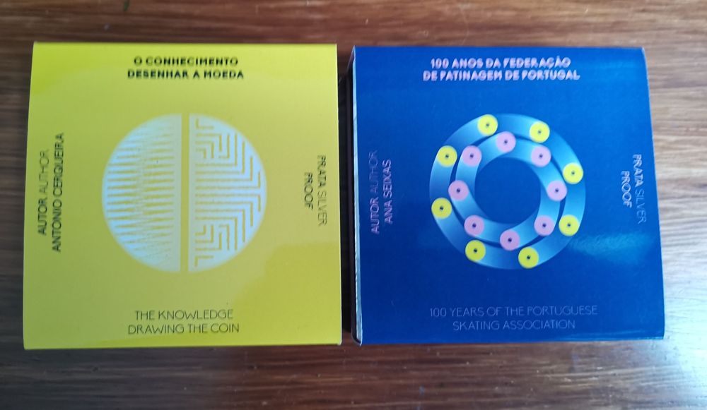 Conjunto 2 moedas comemorativas Prata-Proof "Conhecimento" "Patinagem"