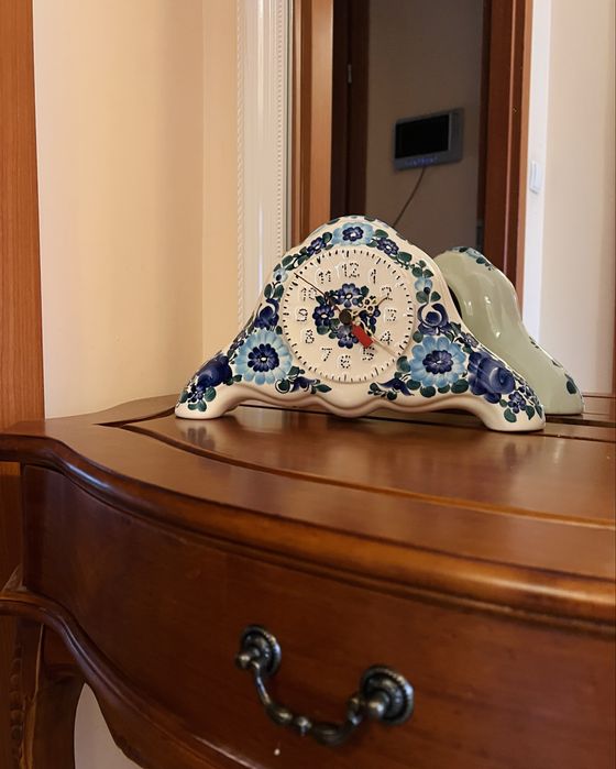 Zegar ceramiczny – Włocławek, ręcznie malowany, sygnowany