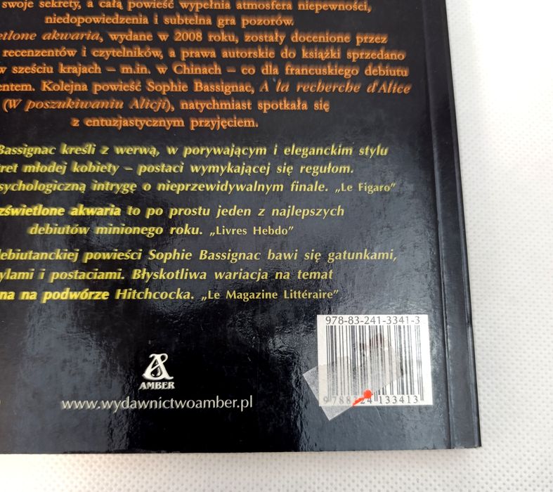 Sophie Basignac Rozświetlone akwaria książka raz przeczytana stan bdb