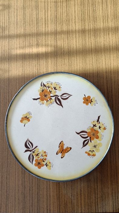 Patera obrotowa talerz do ciasta emalia ceramika