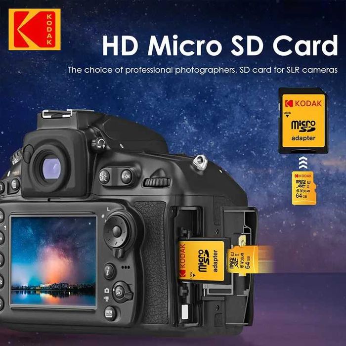 Karta pamięci 64GB Kodak microSDXC UHS-I U3 V30 A1 + adapter