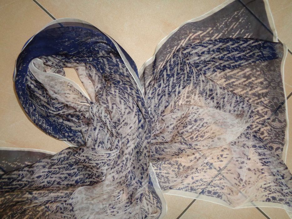 Jedwabny szal chusta 100% JEDWAB silk • Szyfonowa delikatna apaszka