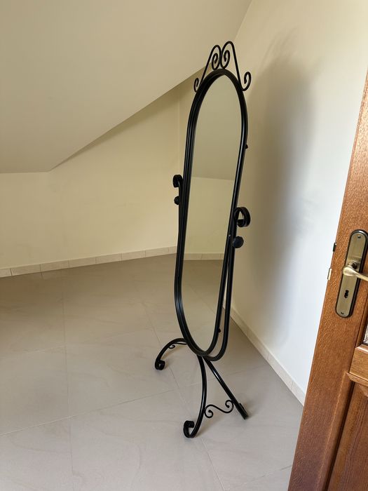 Czarne eleganckie lustro retro vintage duże obracane