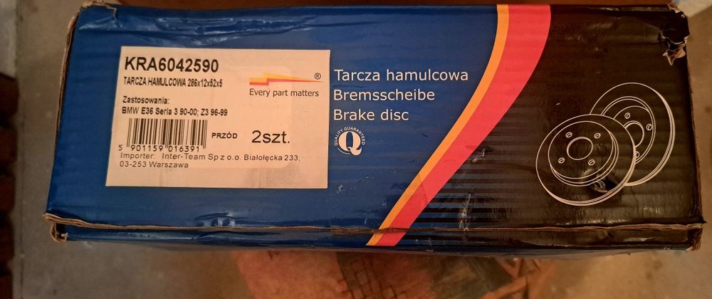 Tarcze i klocki hamulcowe przod BMW E 36 90-00 i Z3 96-99