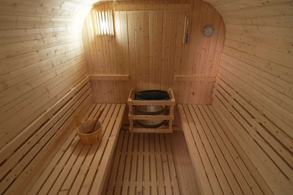 Sauna Fińska BECZKA QUADRO 6os piec Harvia 8KW