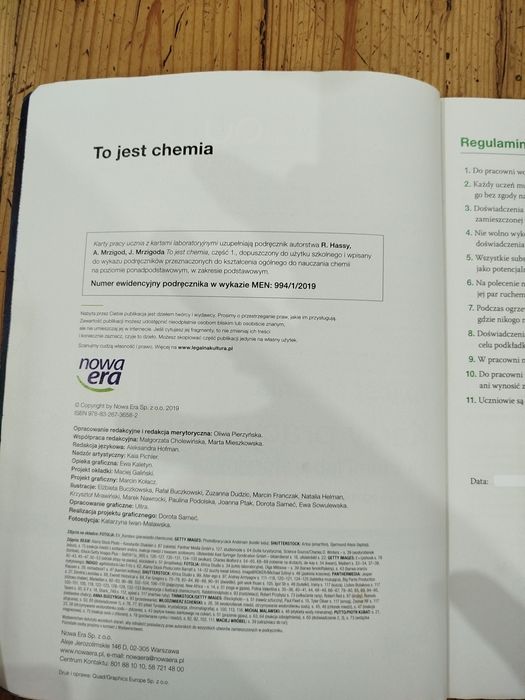 Karty pracy To jest chemia dla liceum i technikum kl 1, zakres podst.