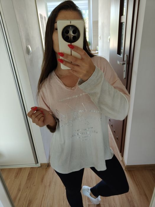 Sweter ombre uniwersalny L XL pudrowy