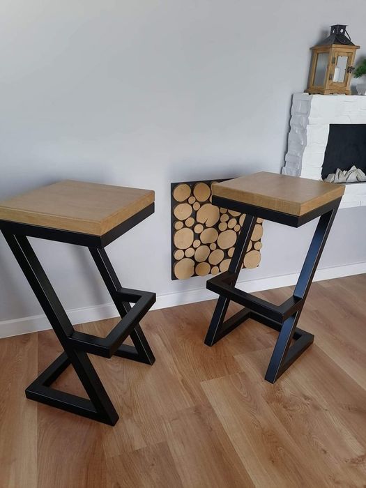 Hokery loftowe Nowe dębowe solidne wykonanie Polecam