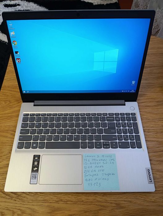 Ноутбук Lenovo 3 15 15.6 FHD IPS/i3-1005G1/12ГБ DDR4/SSD 256GB/бат.3-5 годин