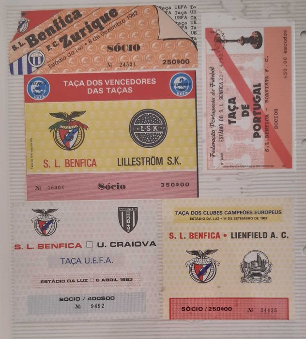 Bilhetes de futebol antigos