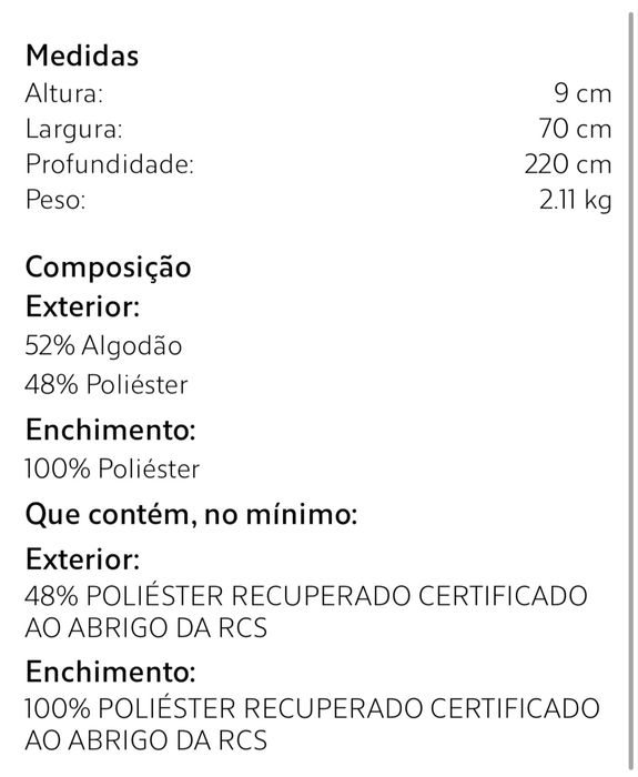 Topper Algodão Estrutura Zara Home NOVO