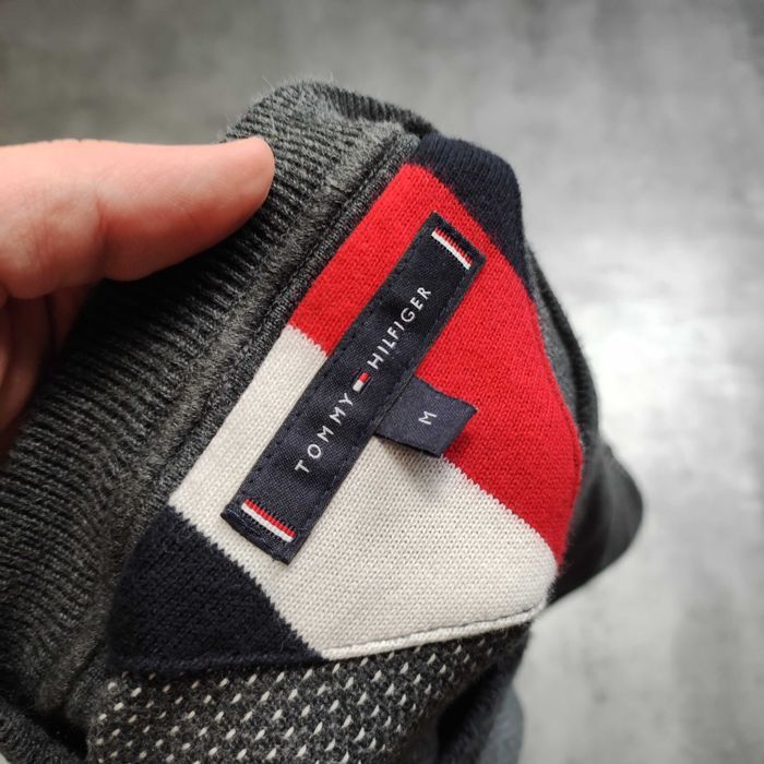 MĘSKI Elegancki Bawełna Sweter Pleciony Logo PREMIUM Tommy Hilfiger