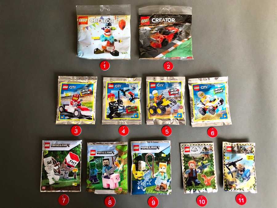 LEGO POLYBAGS: CREATOR, CITY, MINECRAFT, JURASSIC WORLD, HIDDEN SIDE