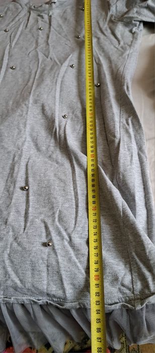 Reserved - sportowa sukienka z perełkami - Jasny szary XL