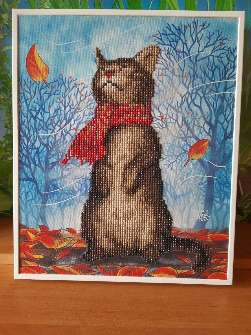 Картина алмазная мозаика, кот в шарфе, котик: 217 грн. - Витвори ...