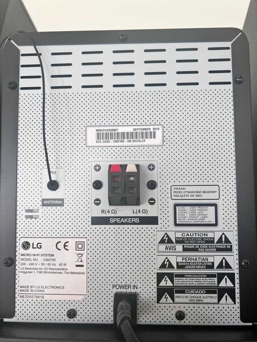 Sistema de som LG CM2760 com bluetooth + colunas (ótimo estado)