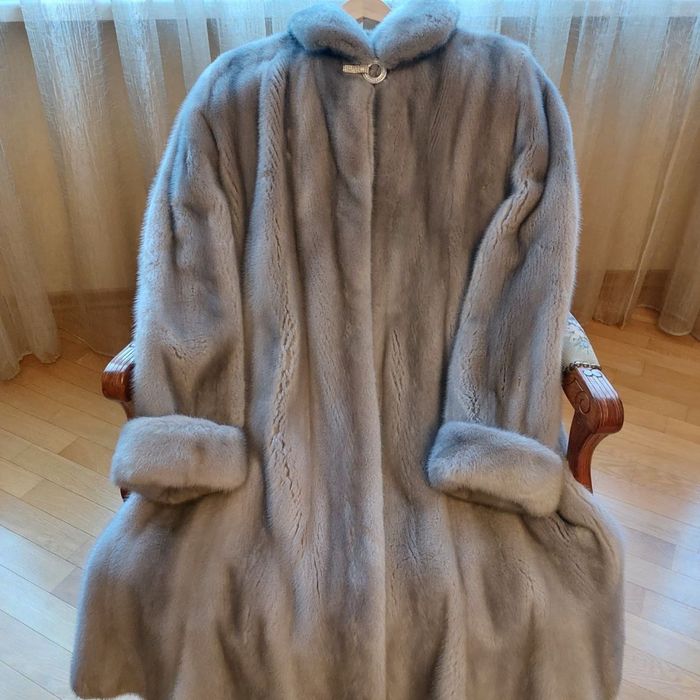 Шуба норкова Kopenhagen Fur, натуральна норка, колір графіт/сапфір