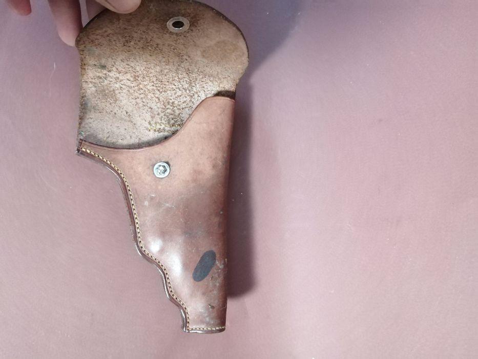 Coldre em couro pele castanho para revólver pistola antiguidade